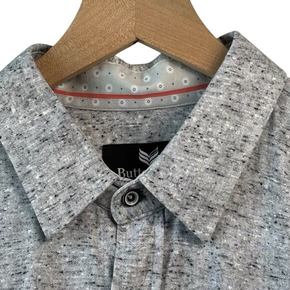 Buttercloth Mens Shirt Extra Large Gray Button Down Short Sleeve Golf Layer - Picture 4 of 8